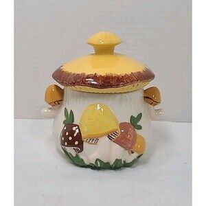 Vintage Arnels Mushroom Sugar Bowl With Lid 5” MCM Kitchen Canister